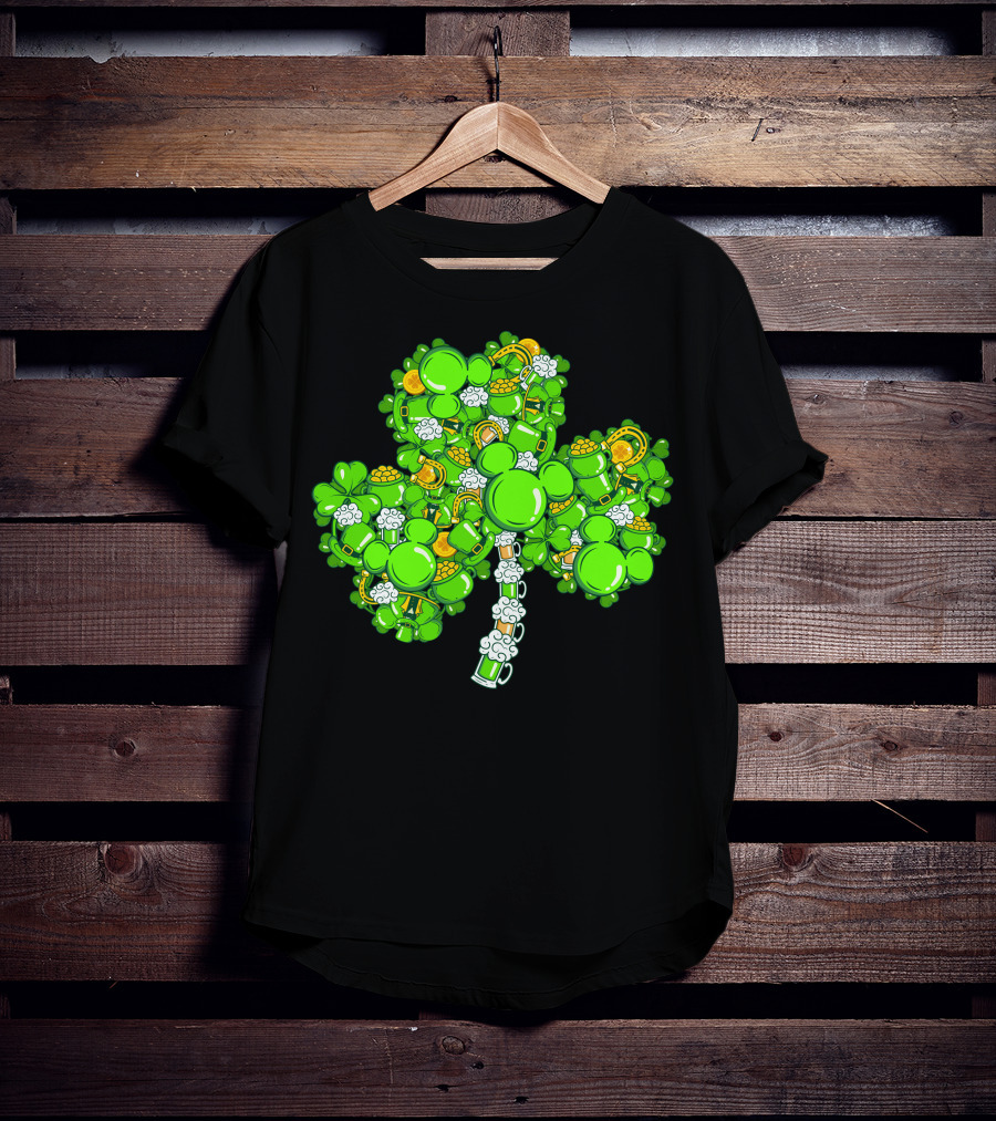 Shamrocks And Leprechaun Gold With Mickey Ears T-Shirt