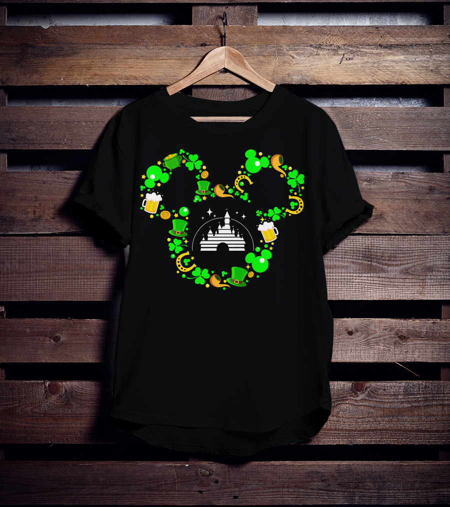Mickey Mouse St. Patrick's Day Castle Shamrocks And Beer T-Shirt