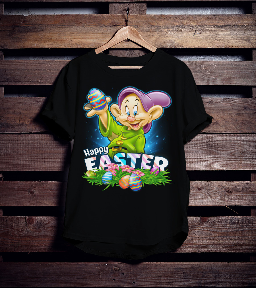 Dopey Happy Easter Colorful Eggs And Flowers T-Shirt