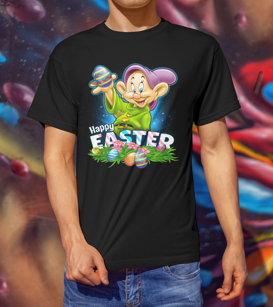 Dopey Happy Easter Colorful Eggs And Flowers T-Shirt