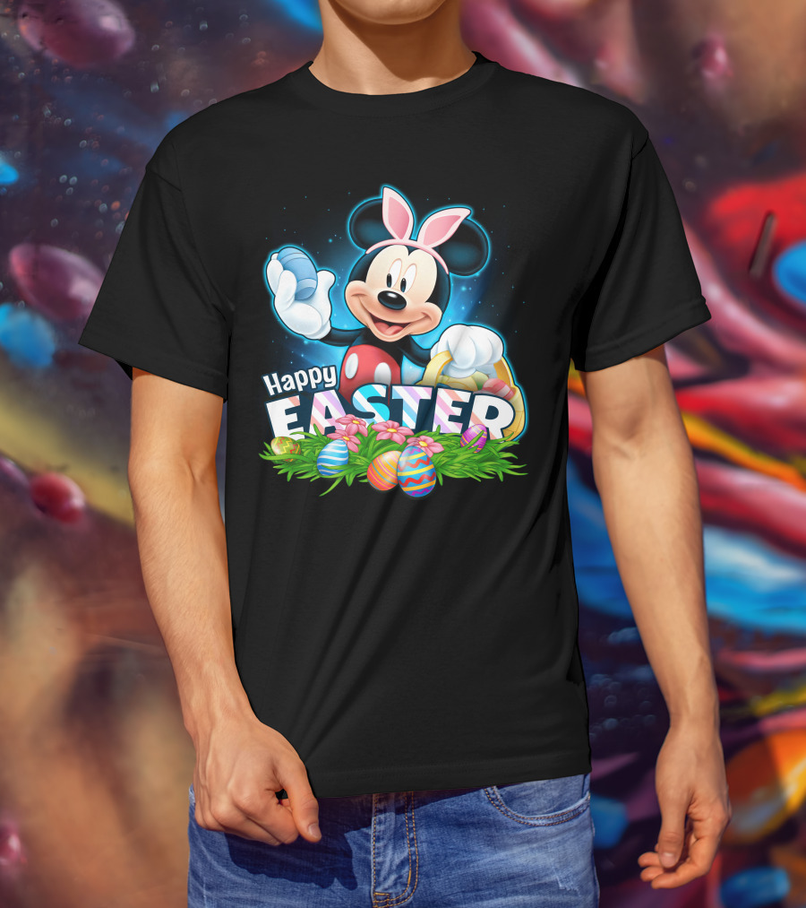 Mickey Happy Easter Basket Eggs Spring Celebration T-Shirt