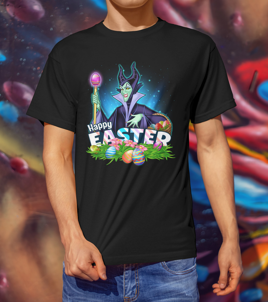 Happy Easter Maleficent With Easter Eggs And Staff T-Shirt