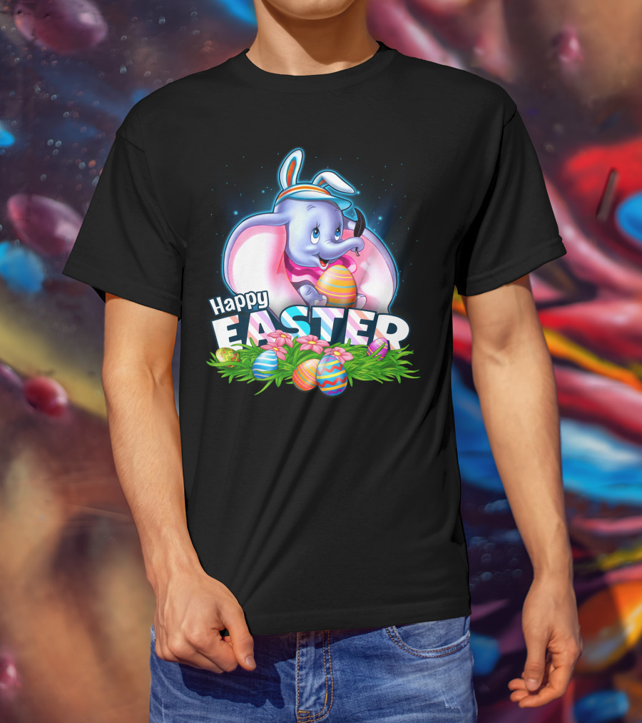 Happy Easter Dumbo With Colorful Easter Eggs T-Shirt