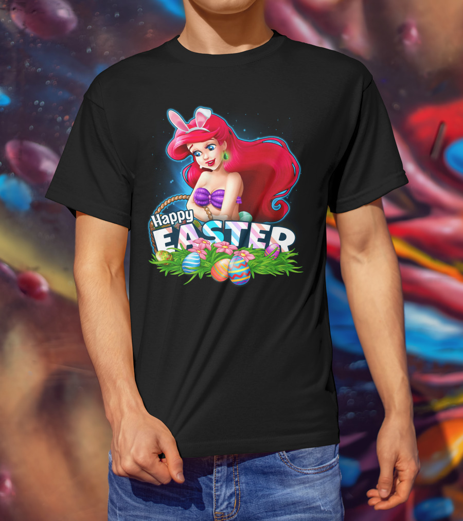 Happy Easter Ariel With Easter Eggs And Bunny Ears T-Shirt