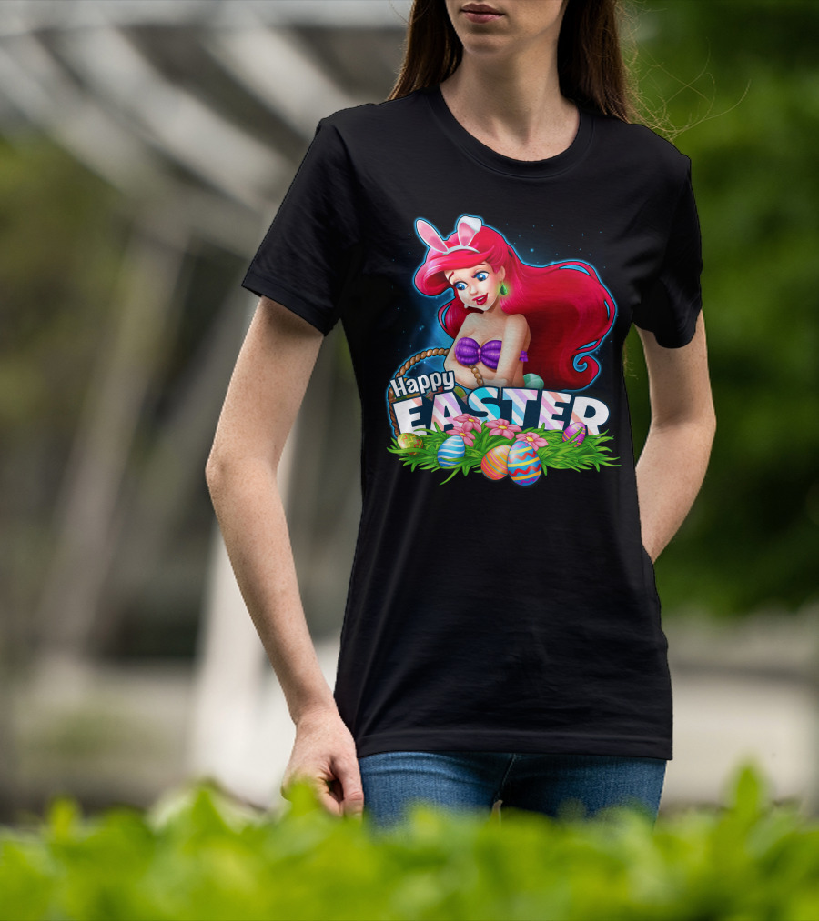 Happy Easter Ariel With Easter Eggs And Bunny Ears T-Shirt