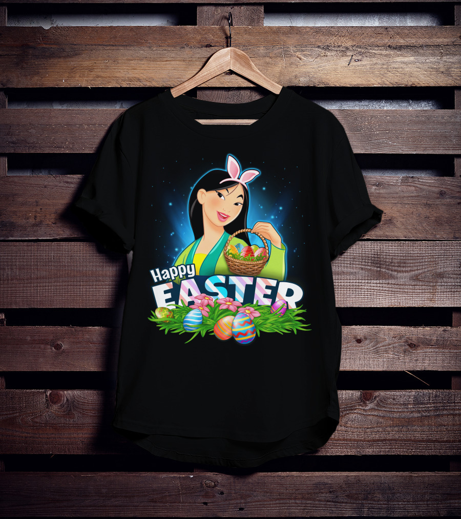 Happy Easter Mulan With Basket Of Colorful Eggs And Bunny Ears T-Shirt