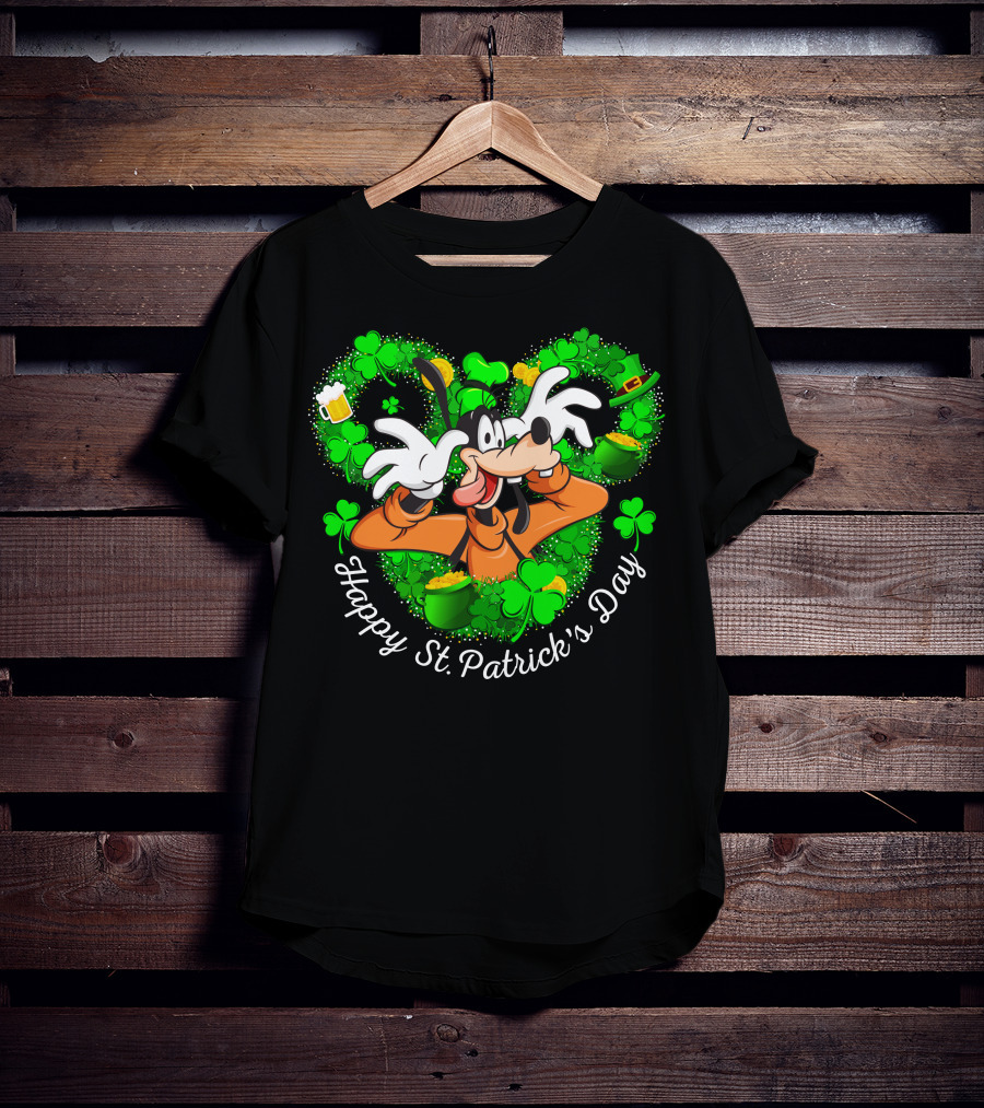 Goofy Happy St. Patrick's Day Shamrock Beer Mug Pot Of Gold T-Shirt
