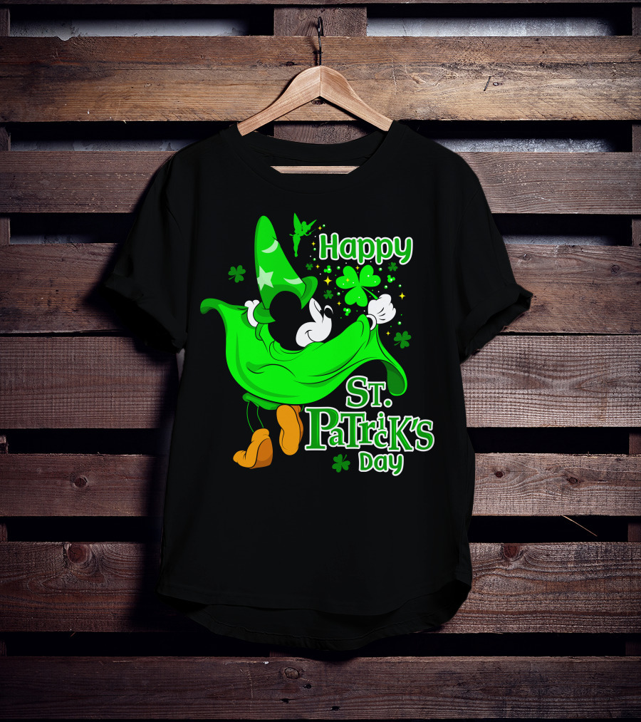 Happy St. Patrick's Day Mickey Fantasia Sparkling Clover And Shamrocks T-Shirt