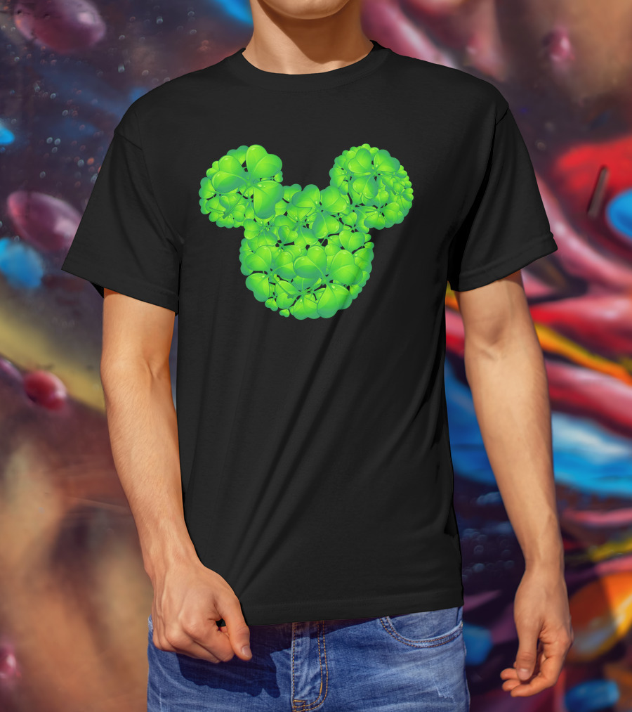 Mickey Shamrocks Green Clover Minnie Ears St. Patrick's Day T-Shirt