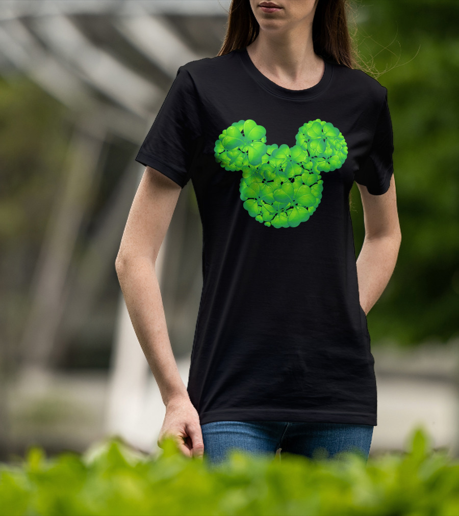 Mickey Shamrocks Green Clover Minnie Ears St. Patrick's Day T-Shirt