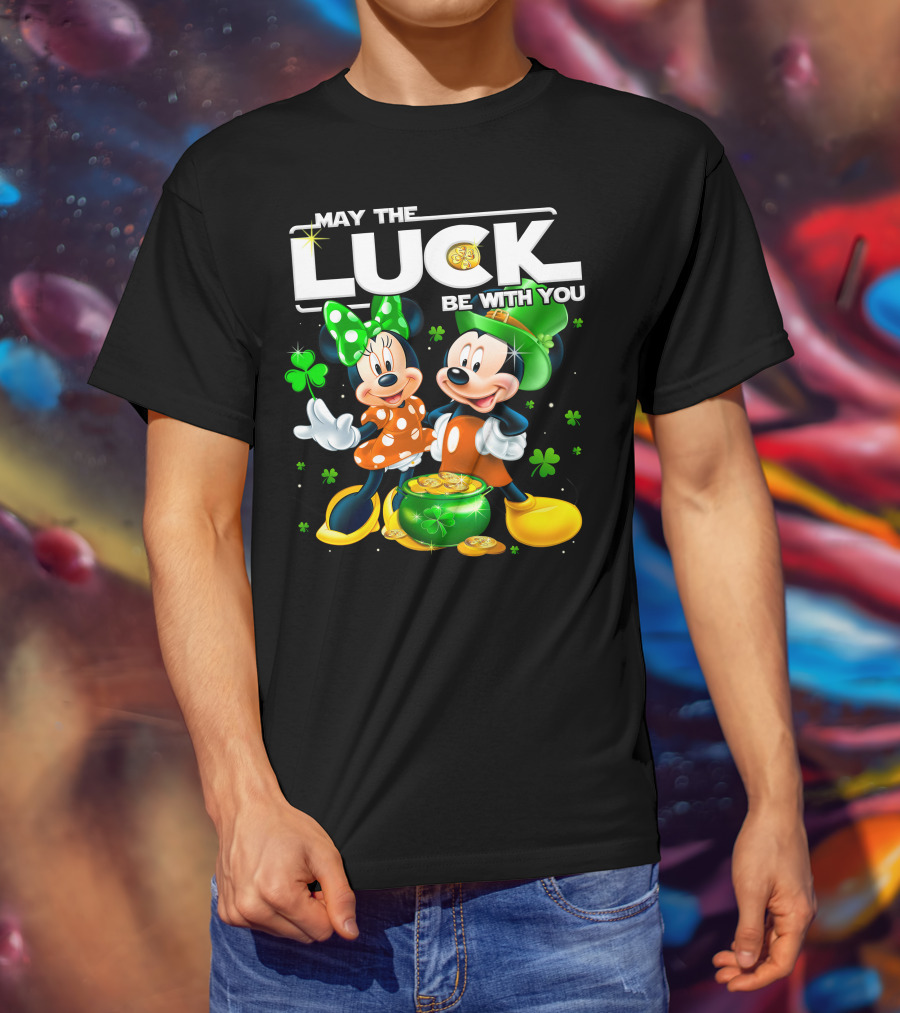 May The Luck Be With You Mickey And Minnie St. Patrick's Theme T-Shirt