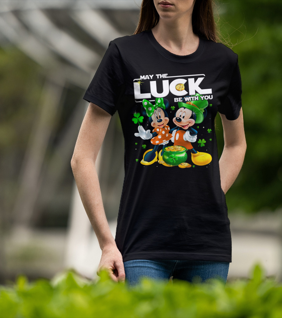 May The Luck Be With You Mickey And Minnie St. Patrick's Theme T-Shirt