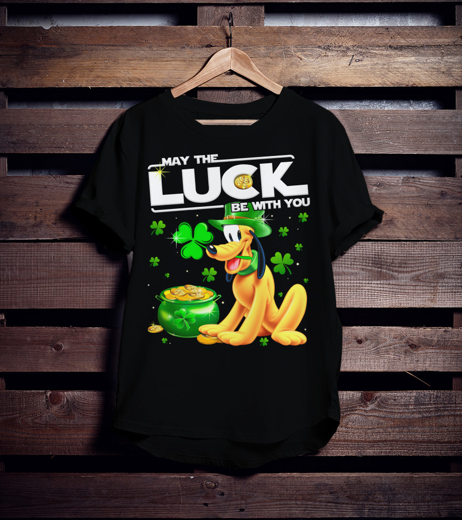 May The Luck Be With You Pluto Shamrock Coins Green Hat T-Shirt