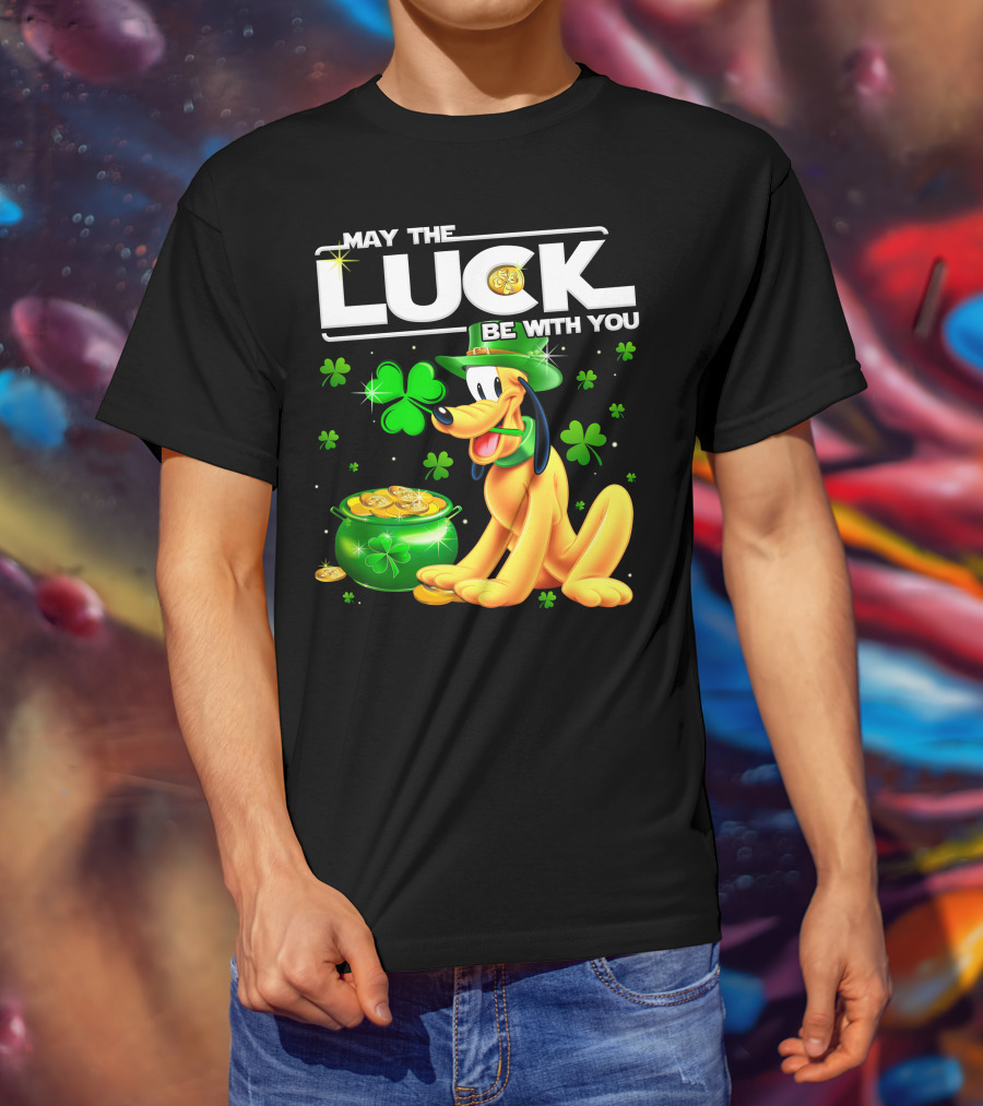 May The Luck Be With You Pluto Shamrock Coins Green Hat T-Shirt