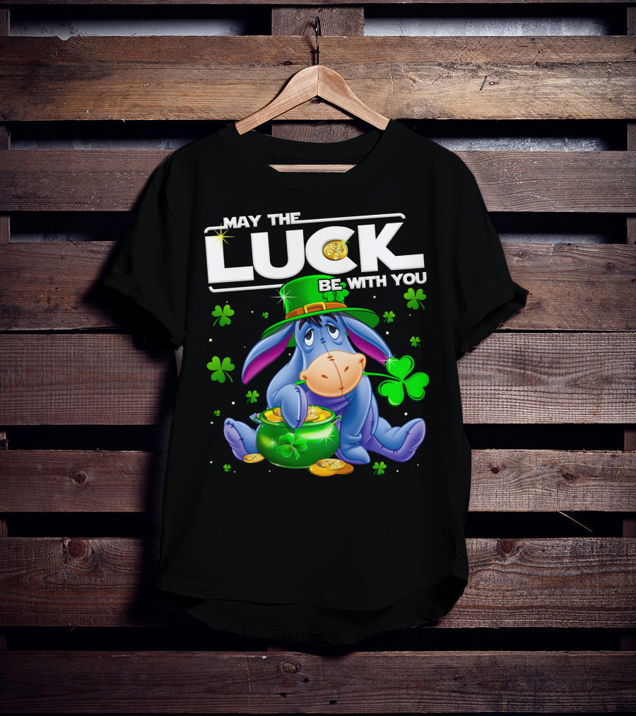 May The Luck Be With You Eeyore Leprechaun Clover Gold Coins T-Shirt