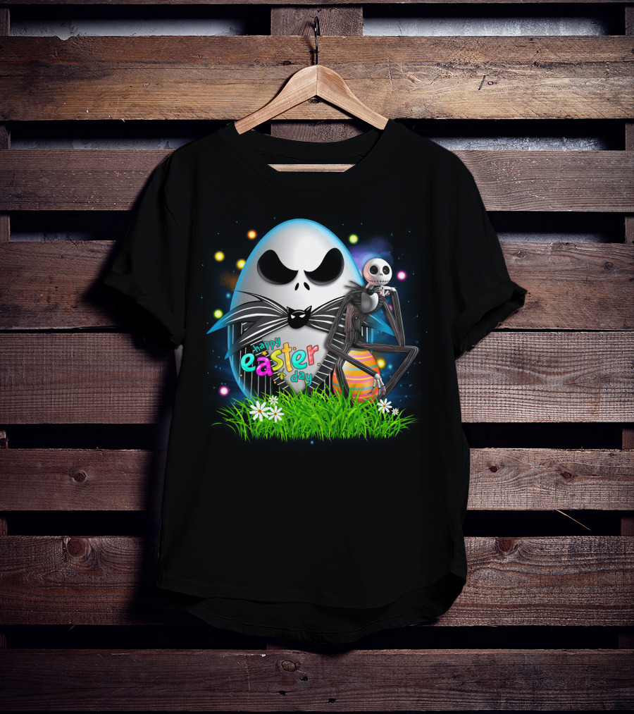 Happy Easter Day Jack Skellington Sitting By Egg T-Shirt