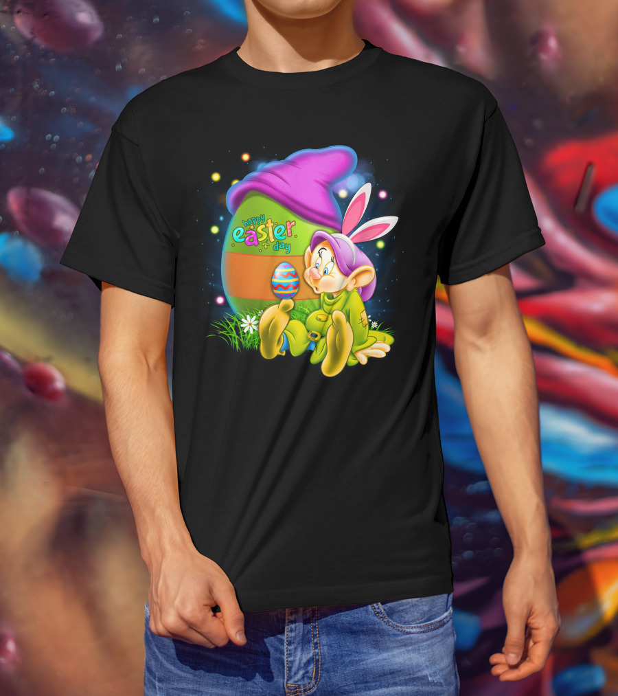 Happy Easter Day Dopey With Colorful Egg And Bunny Ears T-Shirt
