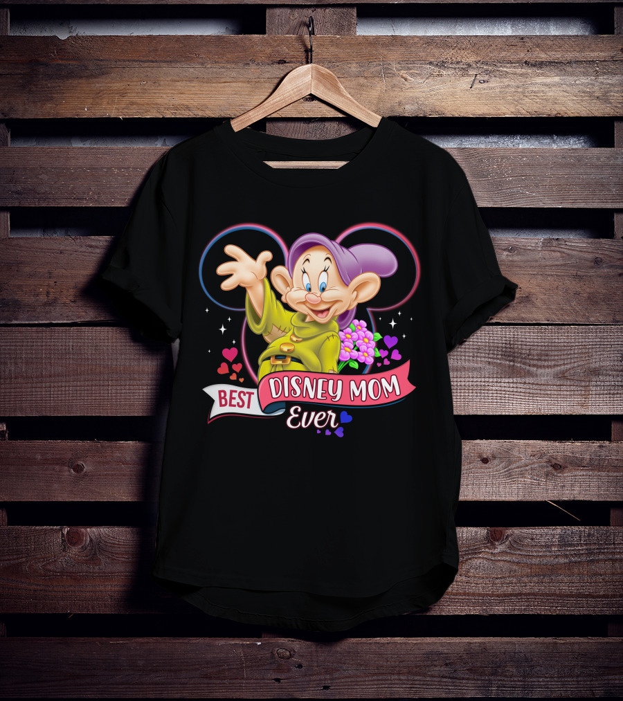Best Disney Mom Ever Dopey Mickey Icon Hearts Flowers T-Shirt