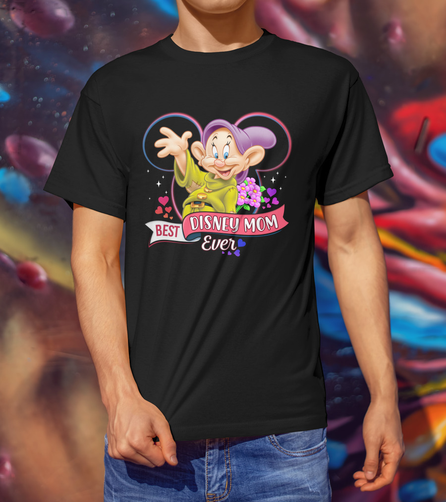 Best Disney Mom Ever Dopey Mickey Icon Hearts Flowers T-Shirt