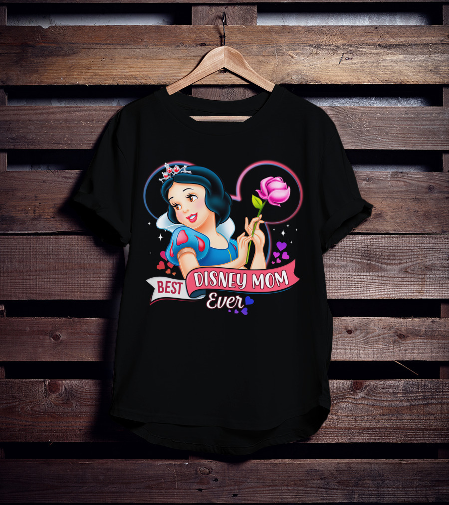 Best Disney Mom Ever Snow White Princess With Rose And Crown T-Shirt