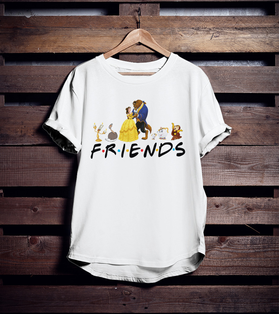 Beauty And The Beast Cast With Friends Logo Style T-Shirt