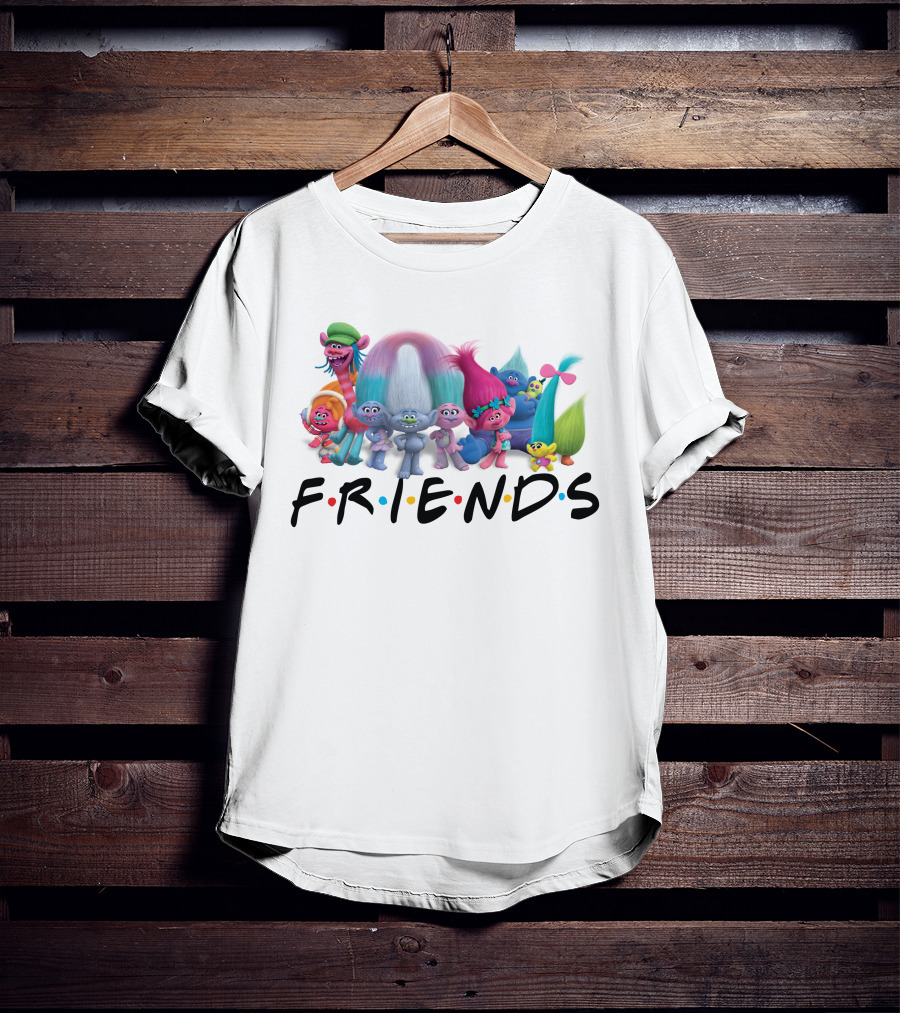 Trolls Cast With Friends Tv Show Font Style T-Shirt