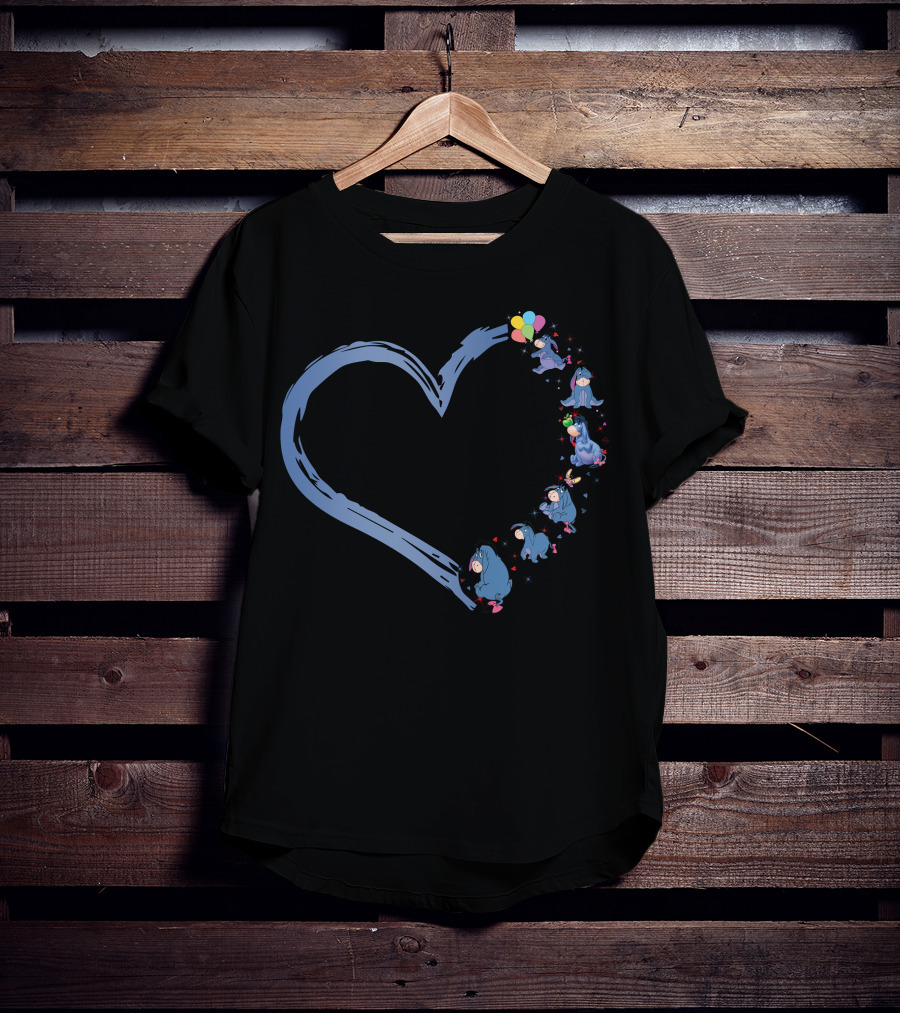 Eeyore Heart With Balloons And Stars T-Shirt