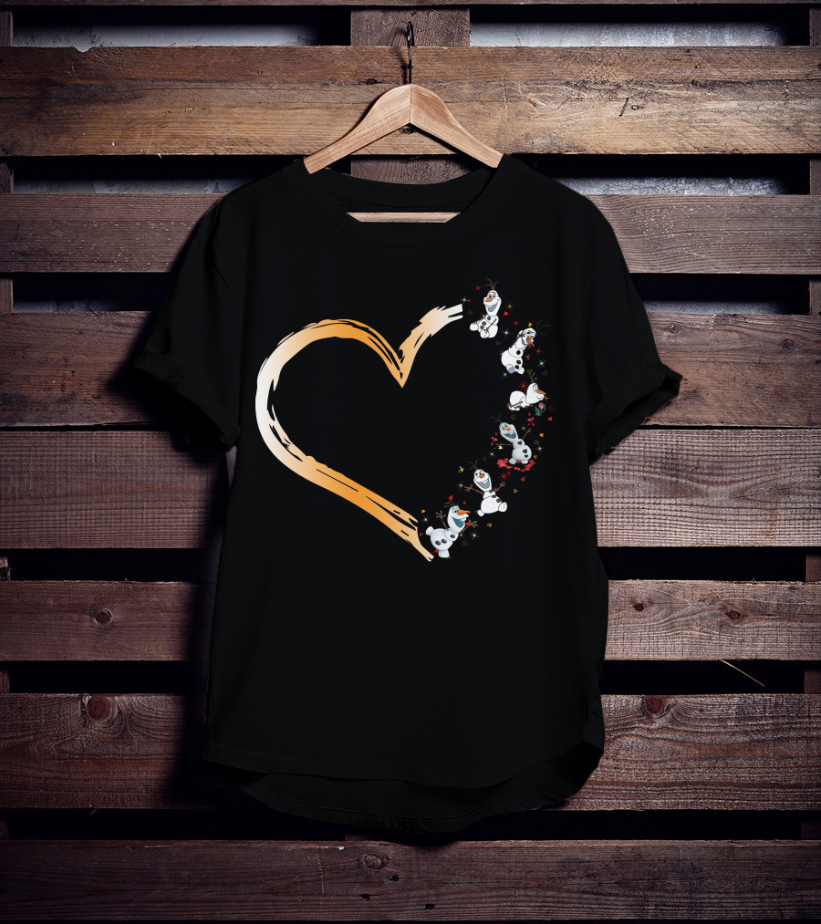 Olaf Heart Whimsical Frozen Characters Embrace T-Shirt