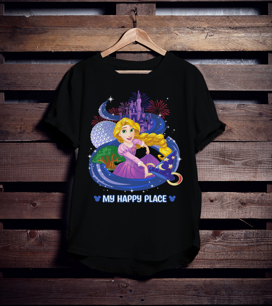 My Happy Place Rapunzel Disney Magic Kingdom Epcot Fireworks T-Shirt
