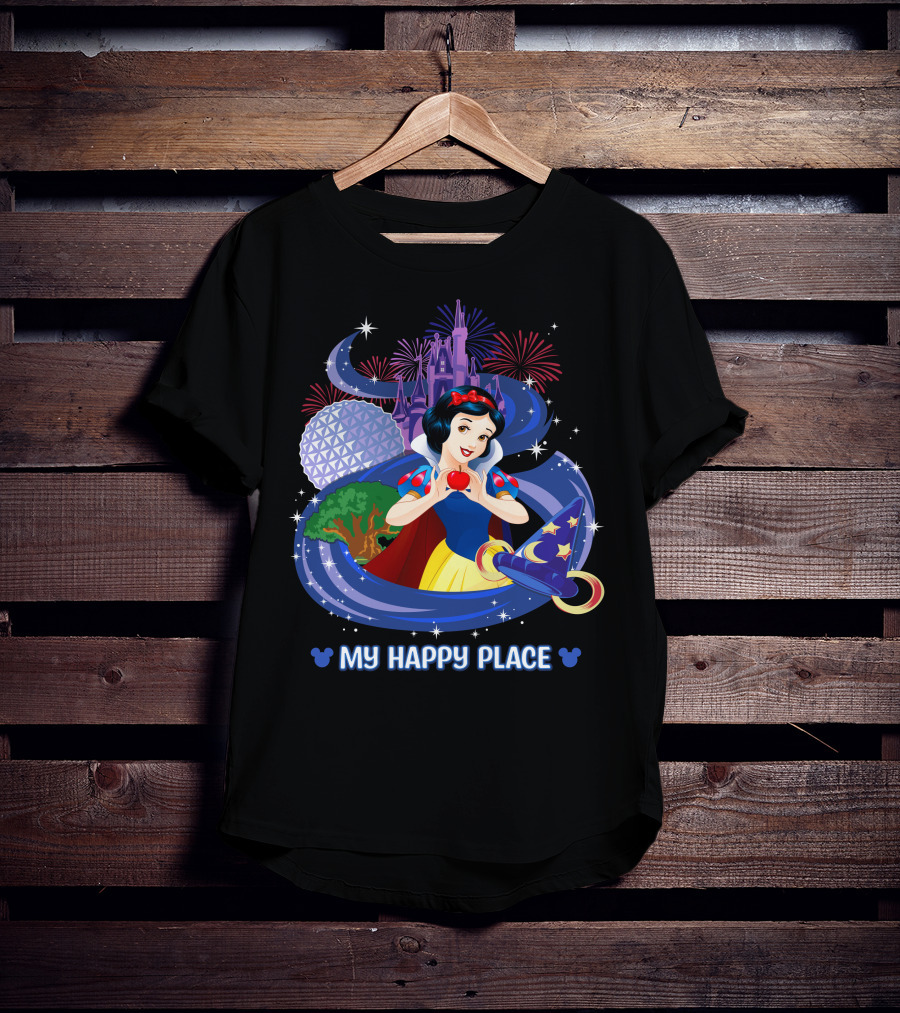 My Happy Place Snow White Disneyland Magic Kingdom Castle Fireworks Epcot T-Shirt