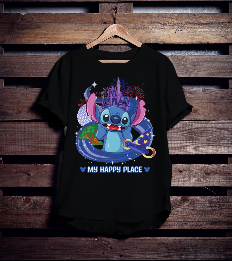 Stitch My Happy Place Disney Theme Park Magic T-Shirt