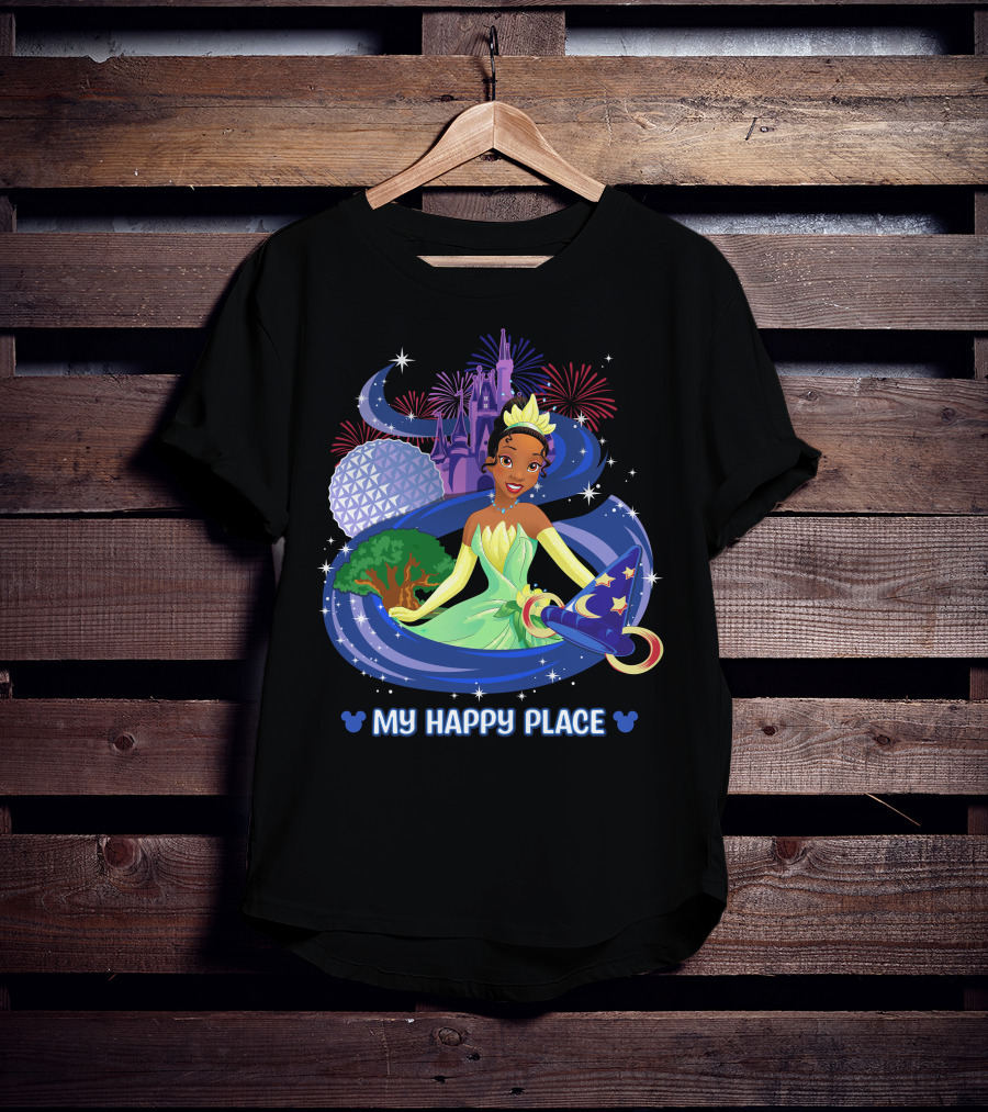 My Happy Place Tiana Princess Disney Magic Kingdom Epcot Fireworks T-Shirt