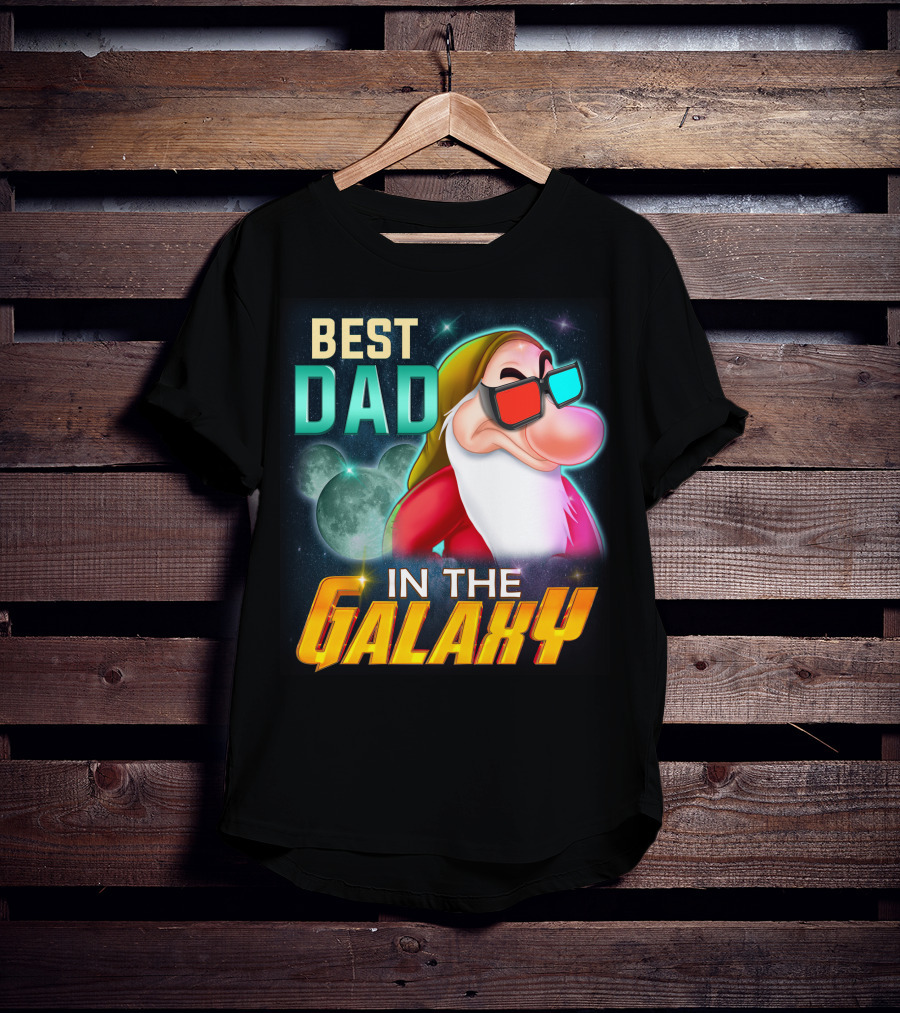 Best Dad In The Galaxy Grumpy 3D Glasses Moon T-Shirt