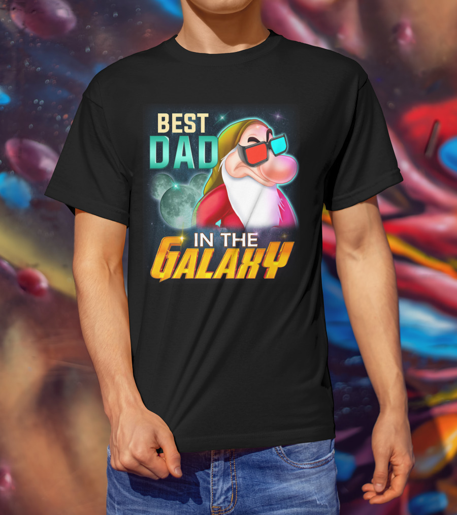Best Dad In The Galaxy Grumpy 3D Glasses Moon T-Shirt