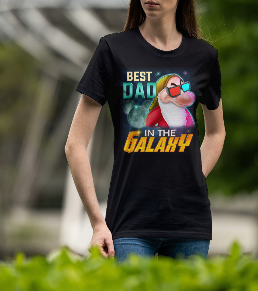 Best Dad In The Galaxy Grumpy 3D Glasses Moon T-Shirt