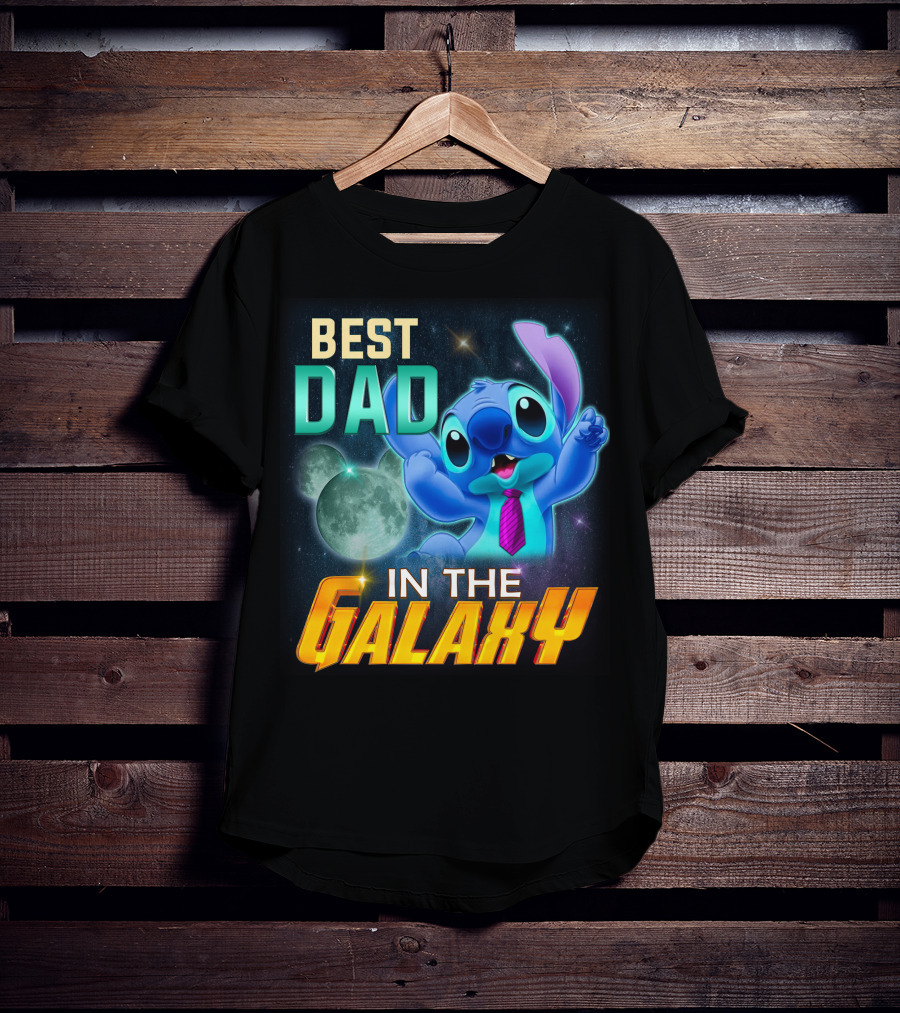Best Dad IN The Galaxy Stitch T-Shirt