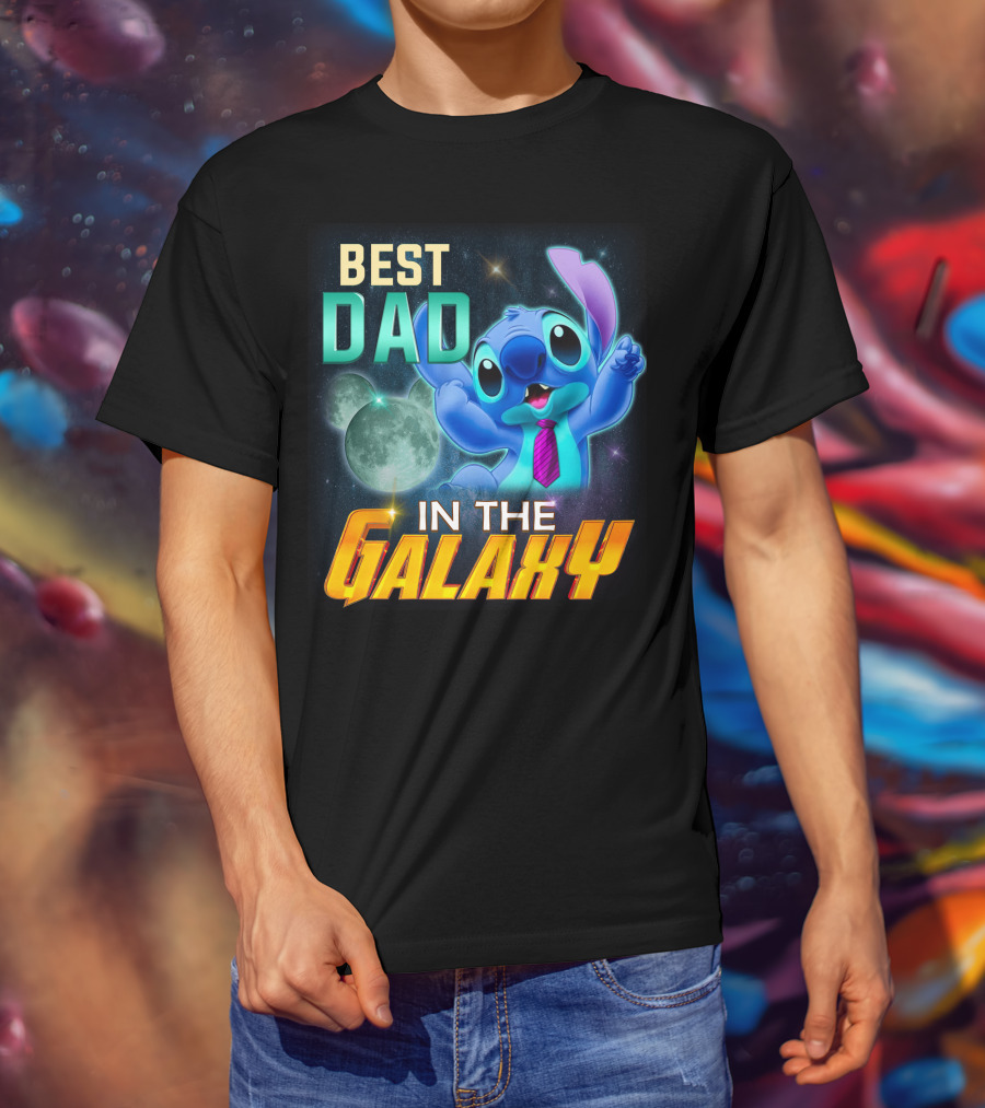 Best Dad IN The Galaxy Stitch T-Shirt