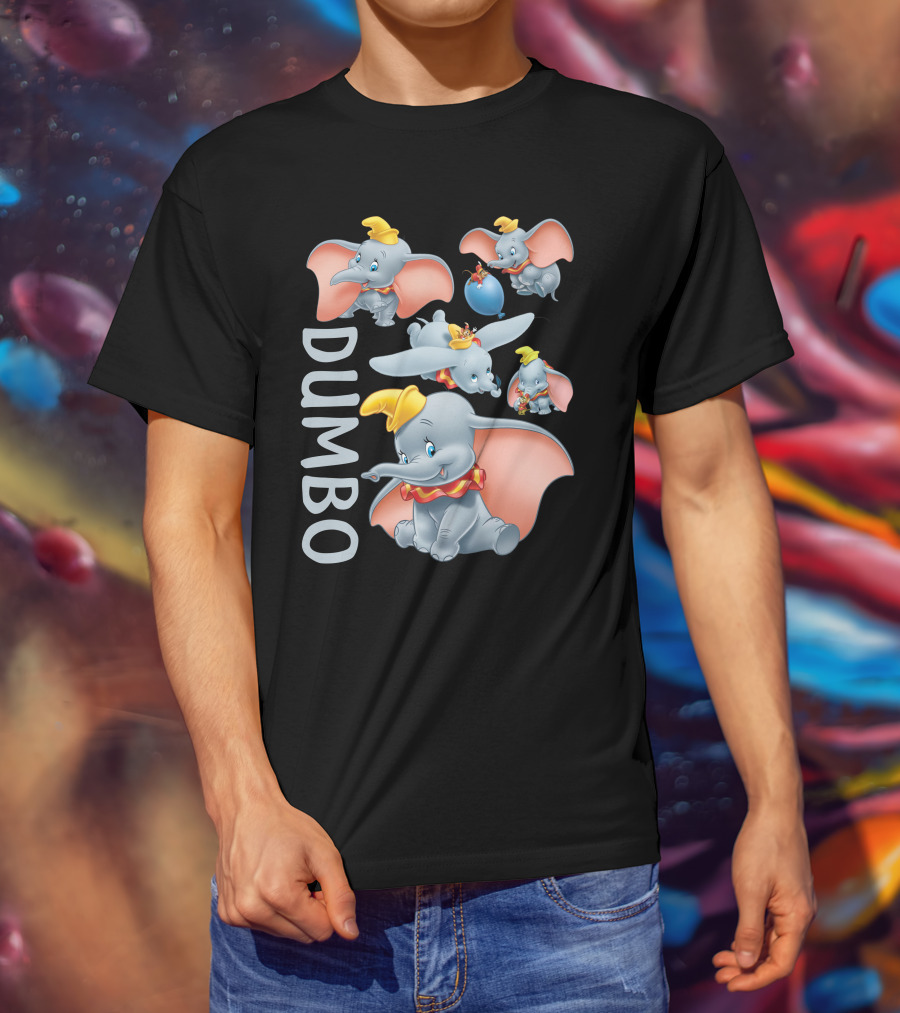 Dumbo Cute Flying Elephant With Yellow Hat And Pink Ears T-Shirt