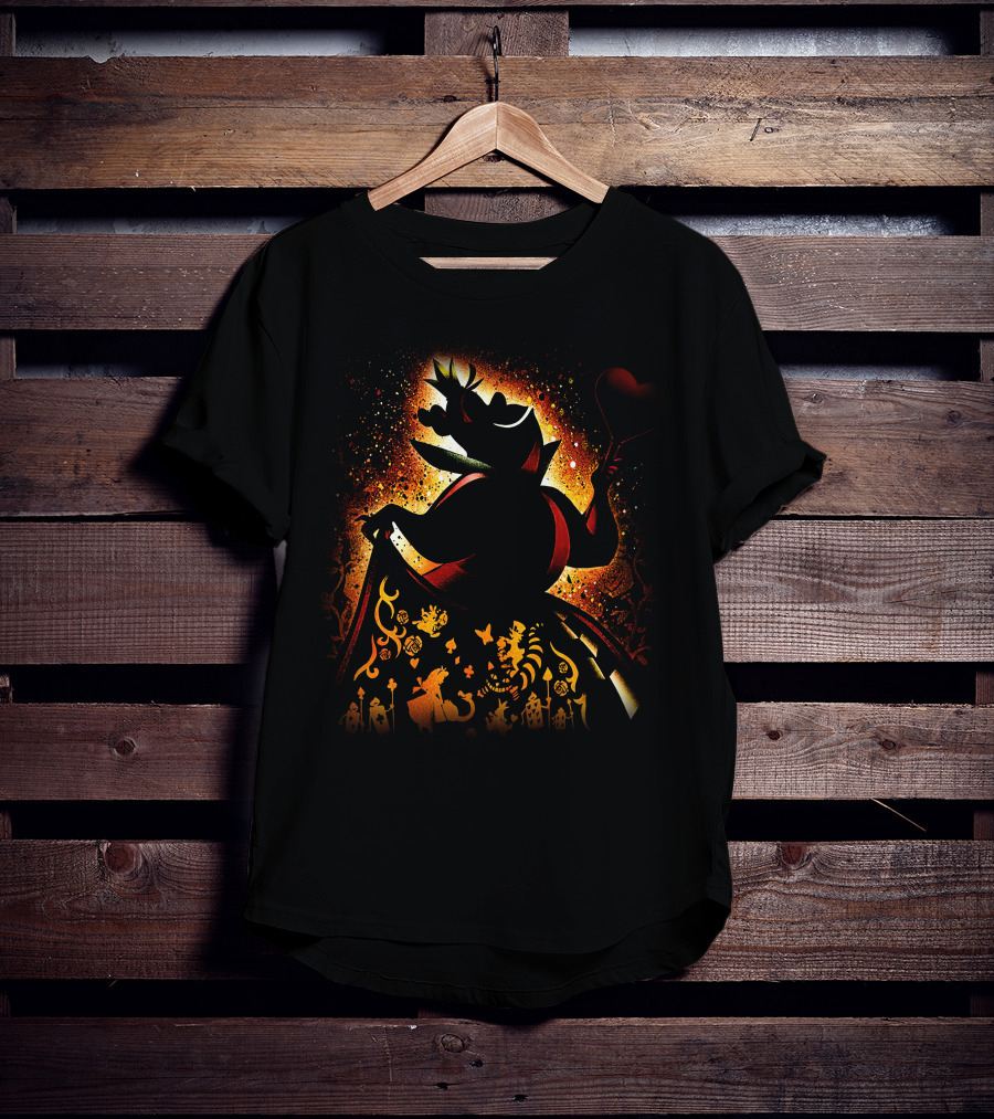 Queen Of Hearts Alice In Wonderland Wonderland Silhouette Chessboard Scene T-Shirt