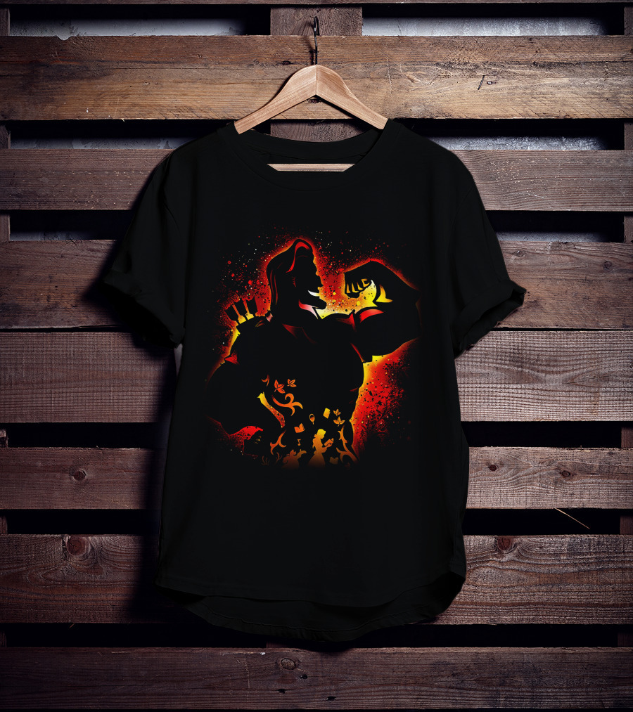 Hercules Silhouette With Mythical Elements And Fiery T-Shirt
