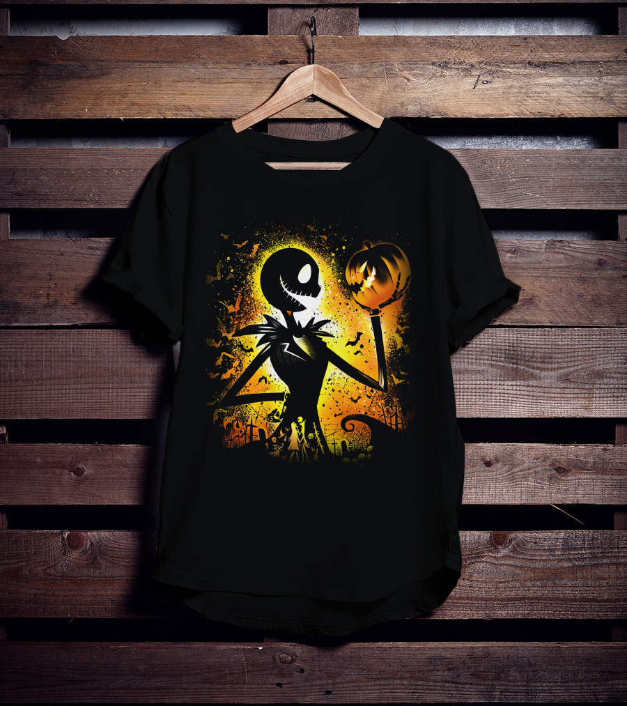 Jack Skellington Halloween Pumpkin Scene T-Shirt