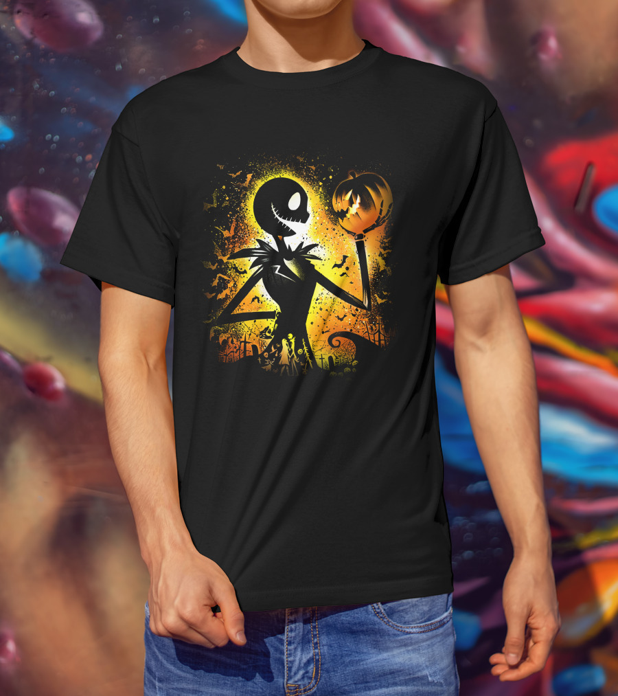 Jack Skellington Halloween Pumpkin Scene T-Shirt