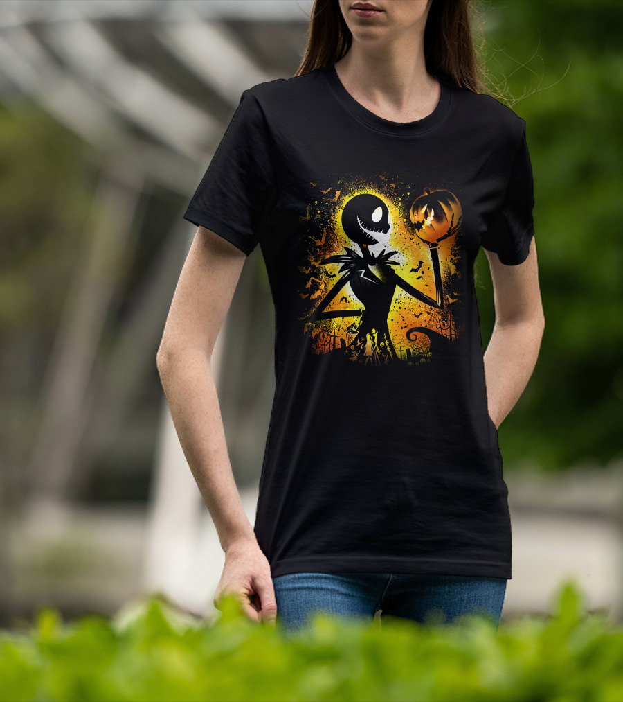 Jack Skellington Halloween Pumpkin Scene T-Shirt