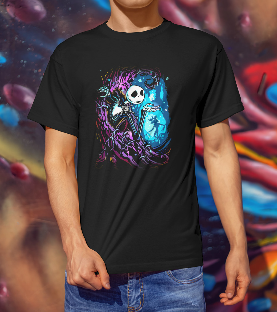 Jack Skellington Night Sky Fantasy Scene T-Shirt