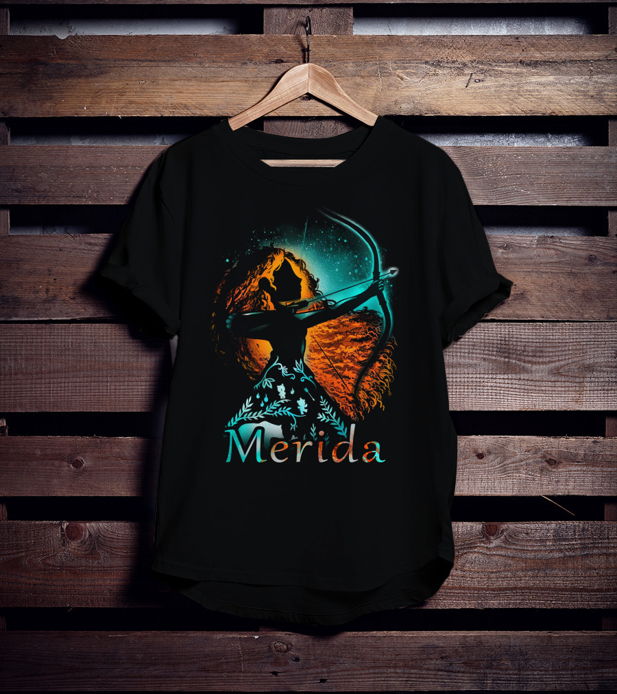 Merida Archer Silhouette With Bow And Fiery Hair T-Shirt
