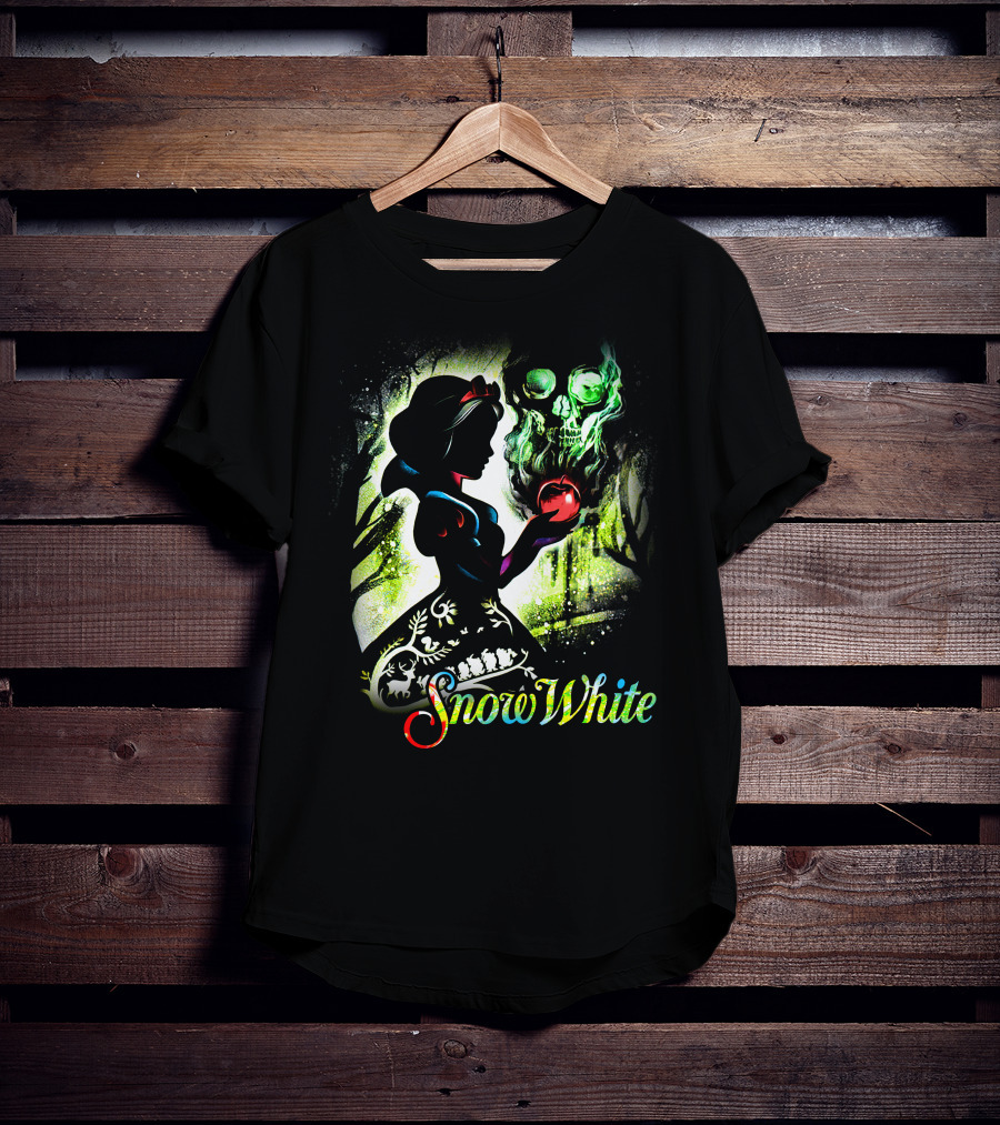 Snow White Silhouette With Apple And Skull T-Shirt