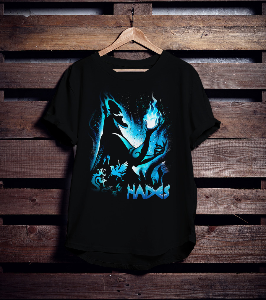 Hades Flaming Skull Creature Mythology Pegasus Lightning T-Shirt