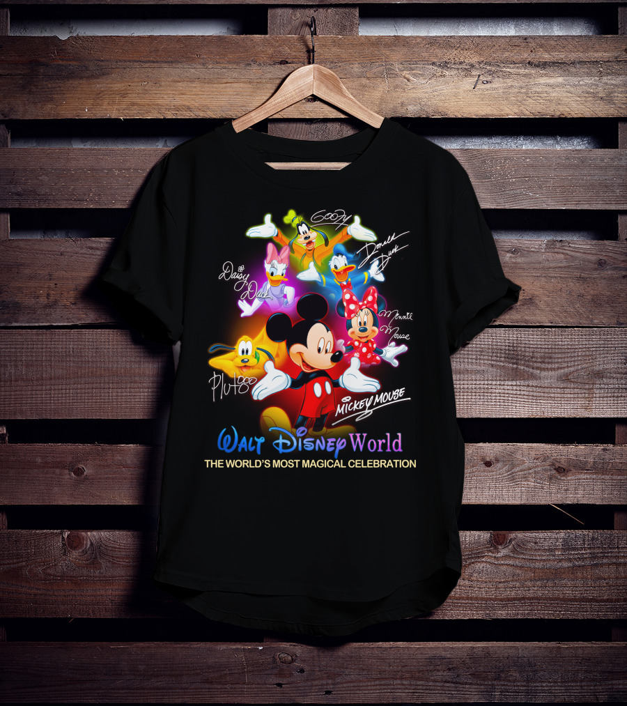 Walt Disney World Mickey Mouse Minnie Mouse Donald Duck Daisy Duck Goofy Pluto The World's Most Magical Celebration T-Shirt