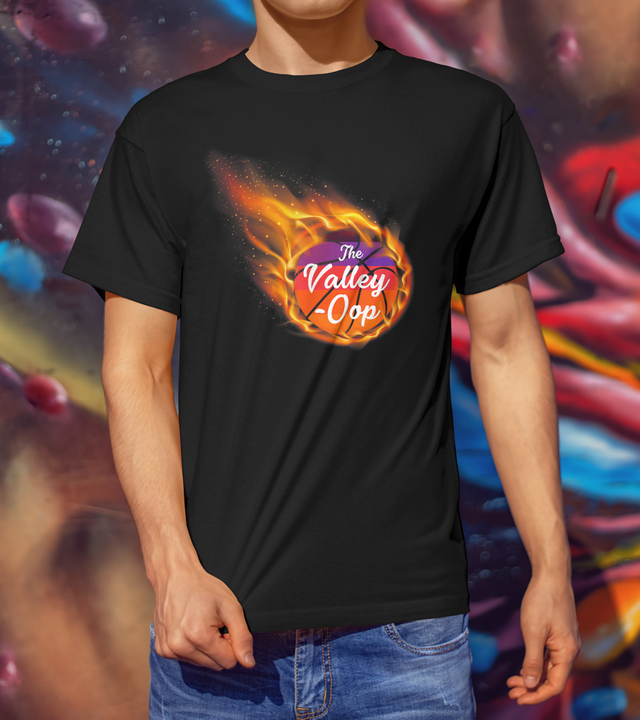 Phx The Valley-Oop Basketball Flame Style T-Shirt