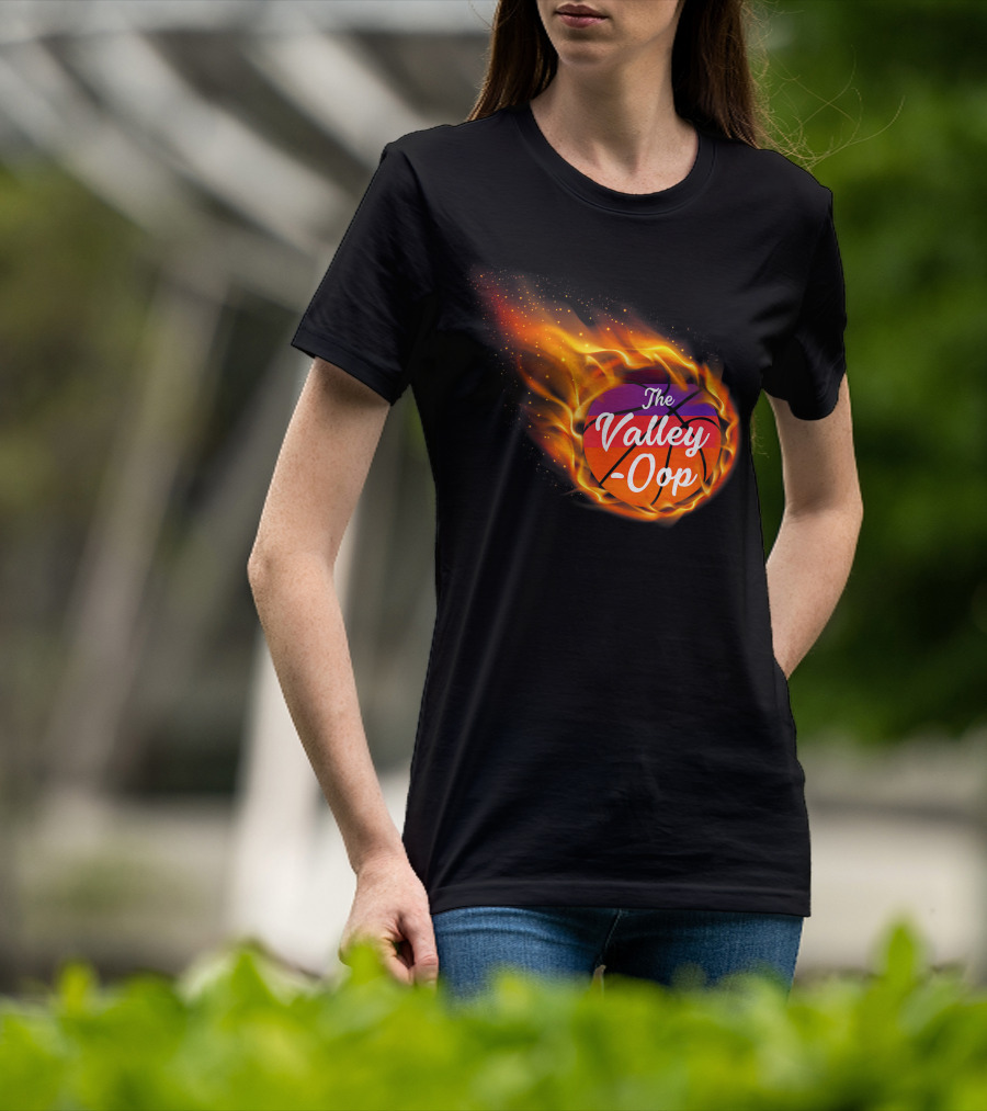 Phx The Valley-Oop Basketball Flame Style T-Shirt